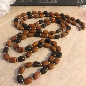 Long Brown Beaded Necklace